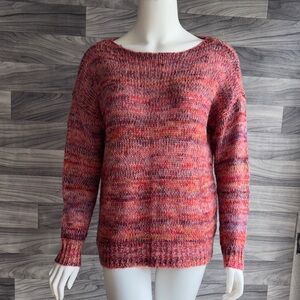 LOFT Women's Pink and Purple Knit Sweater